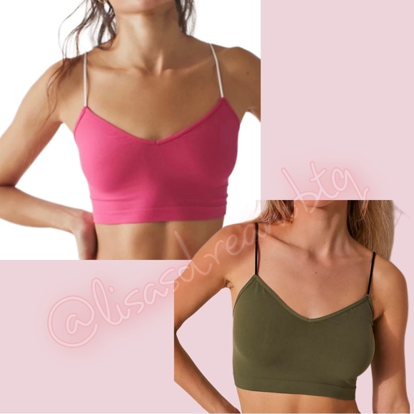 New Set Of 2 Free People Intimately Sweetheart Pink and Green Bramis - Picture 1 of 8